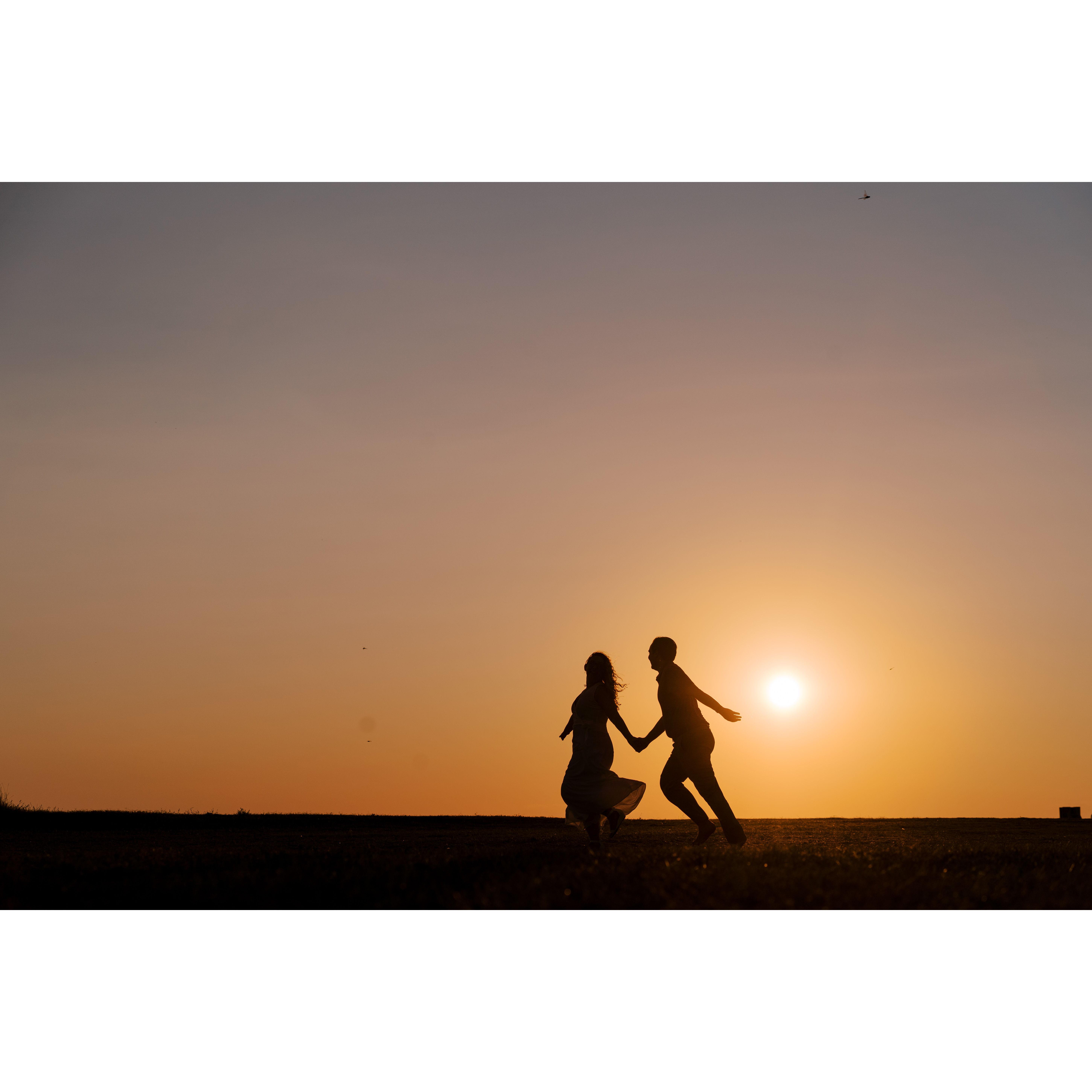 Chasing the sunset at Sandy Hook for our engagement session.