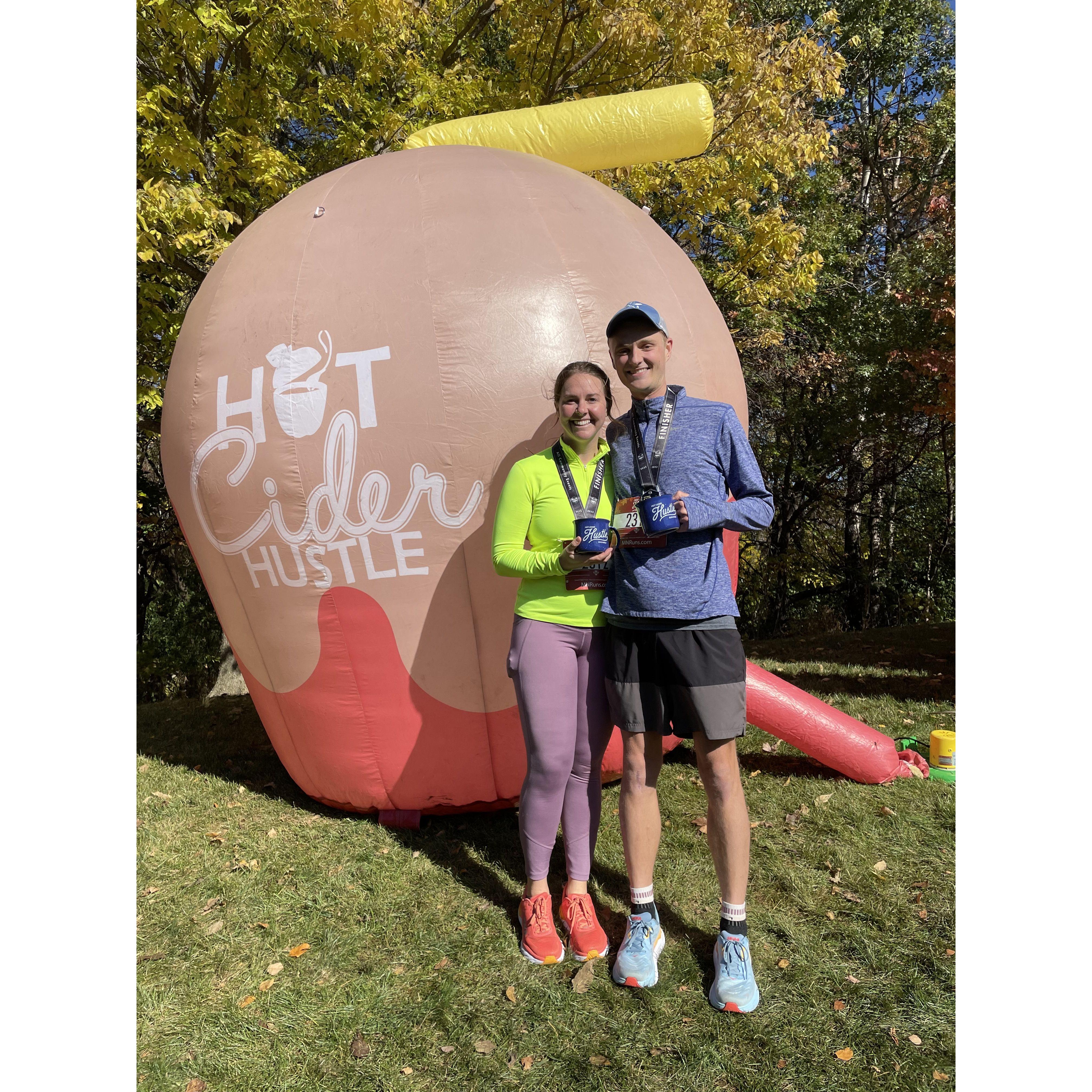 We ran a half marathon together! We started for the cider and ended for love!