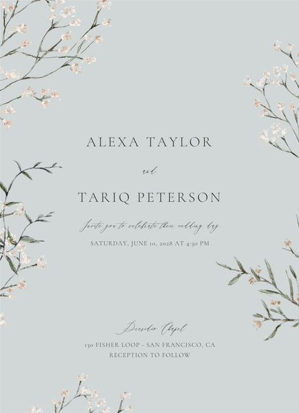 Sweetbay Portrait | Blue Sage Mist | Zola Wedding Invitations