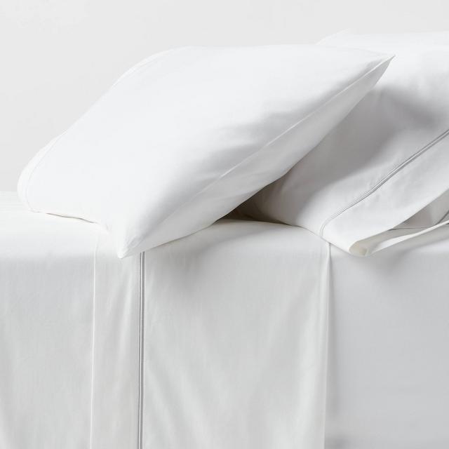 Queen 800 Thread Count 4pc Hotel Collection Sheet Set Double Baratta Light Gray Hem - Threshold™