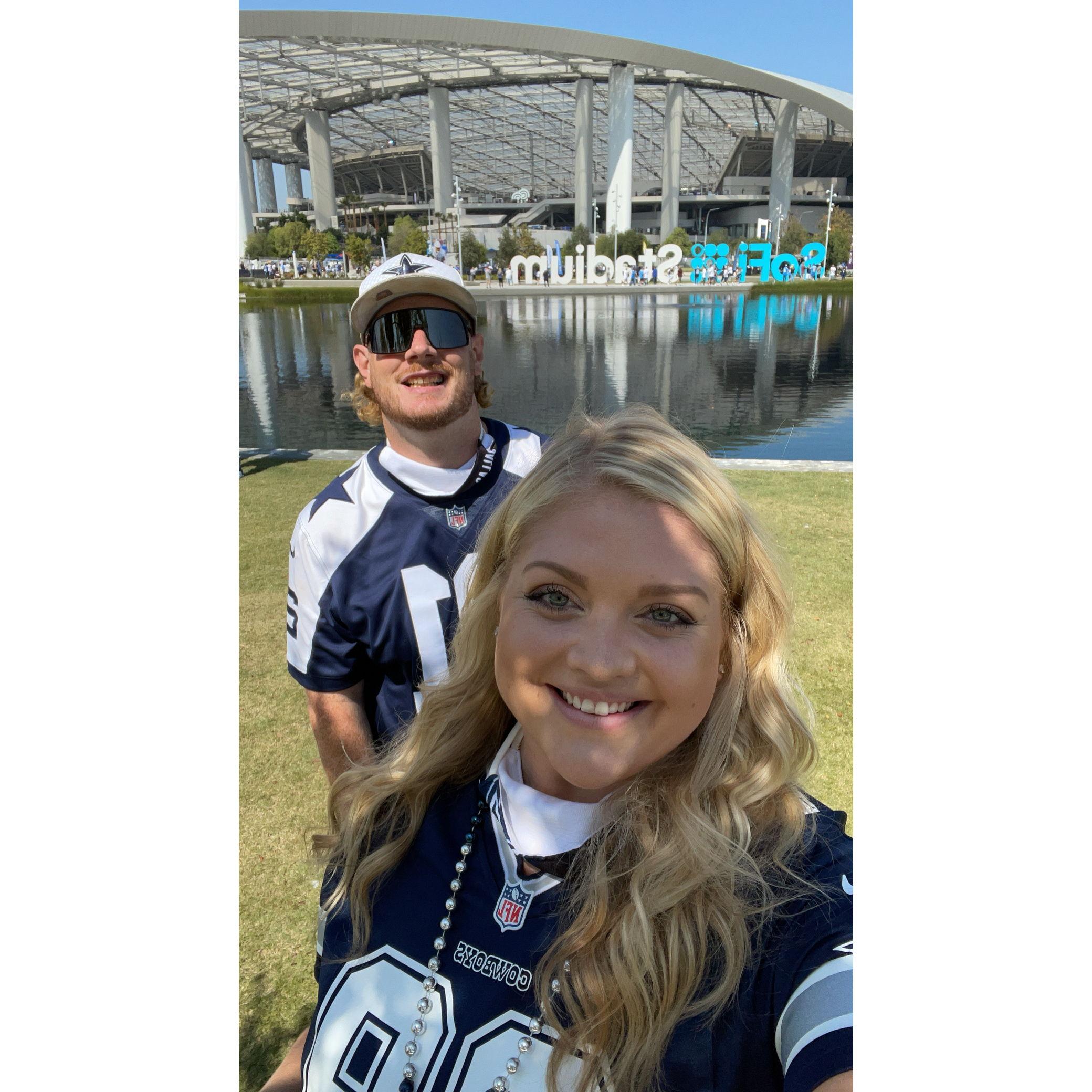 SEPTEMBER 19, 2021 - 
Rick & Jess's first Dallas Cowboys football game together. Fun Fact: They found out at that game they were getting a puppy!