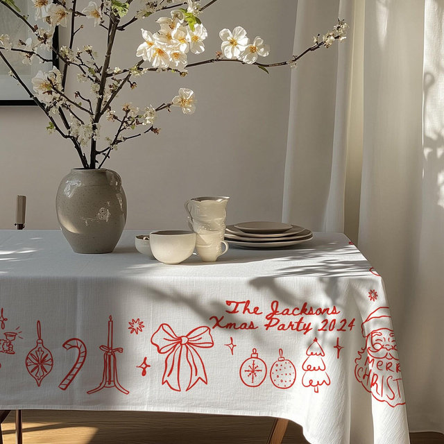 Custom Tablecloth Christmas Tablecloth Xmas Party Tablecloth Custom Table Cover Festive Tablecloth Christmas Tablecover Santa Tablecloth