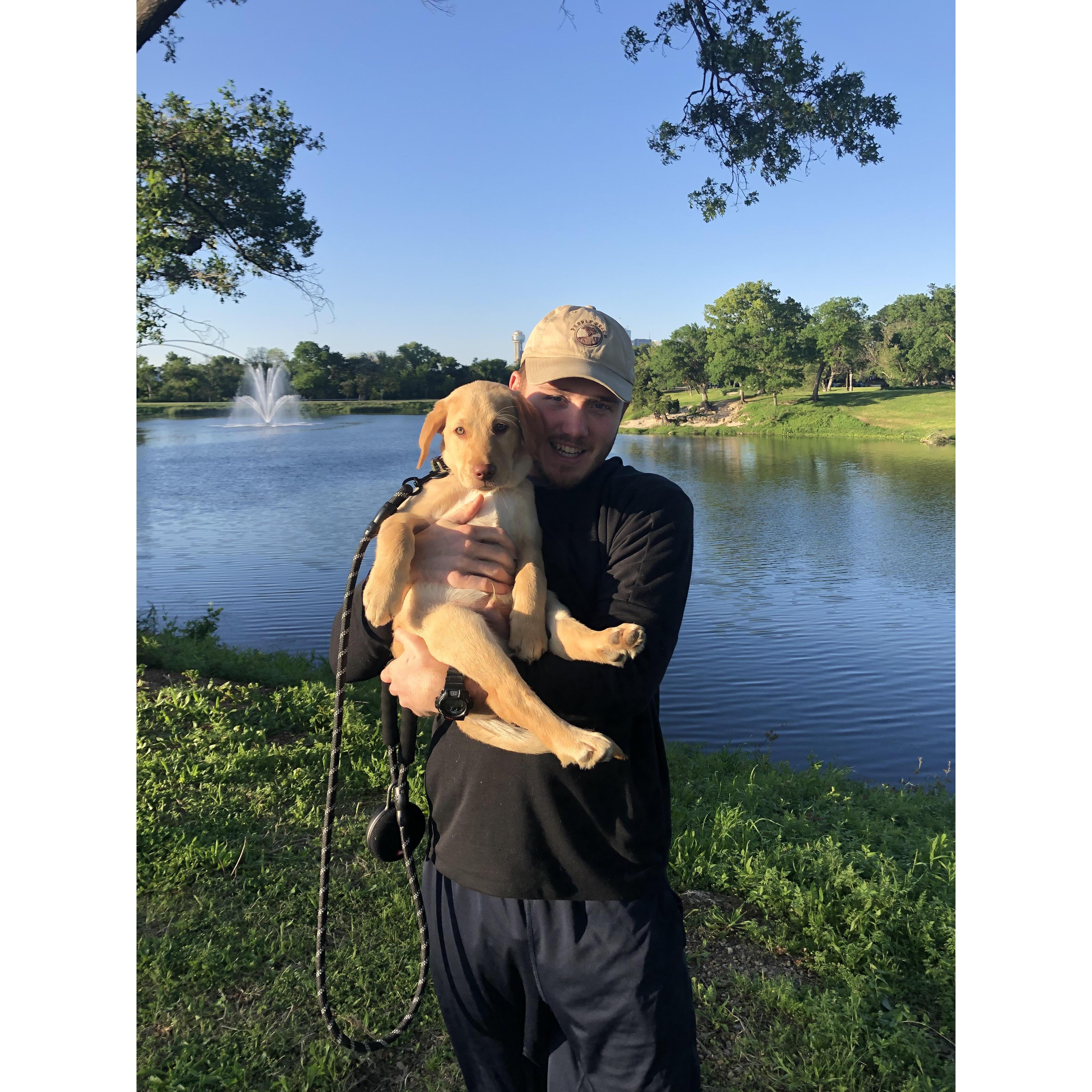 baby knox and keegs at the park 
dallas