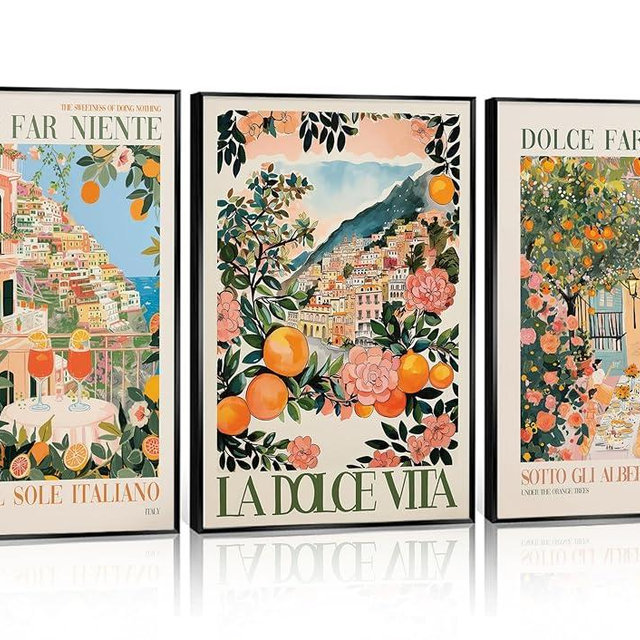 Italy Amalfi Coast Canvas wall art Italian City Travel Landscape Poster Wall Decor Dolce Far Niente Poster Print Artwork for livingroom bedroom Home Decoration