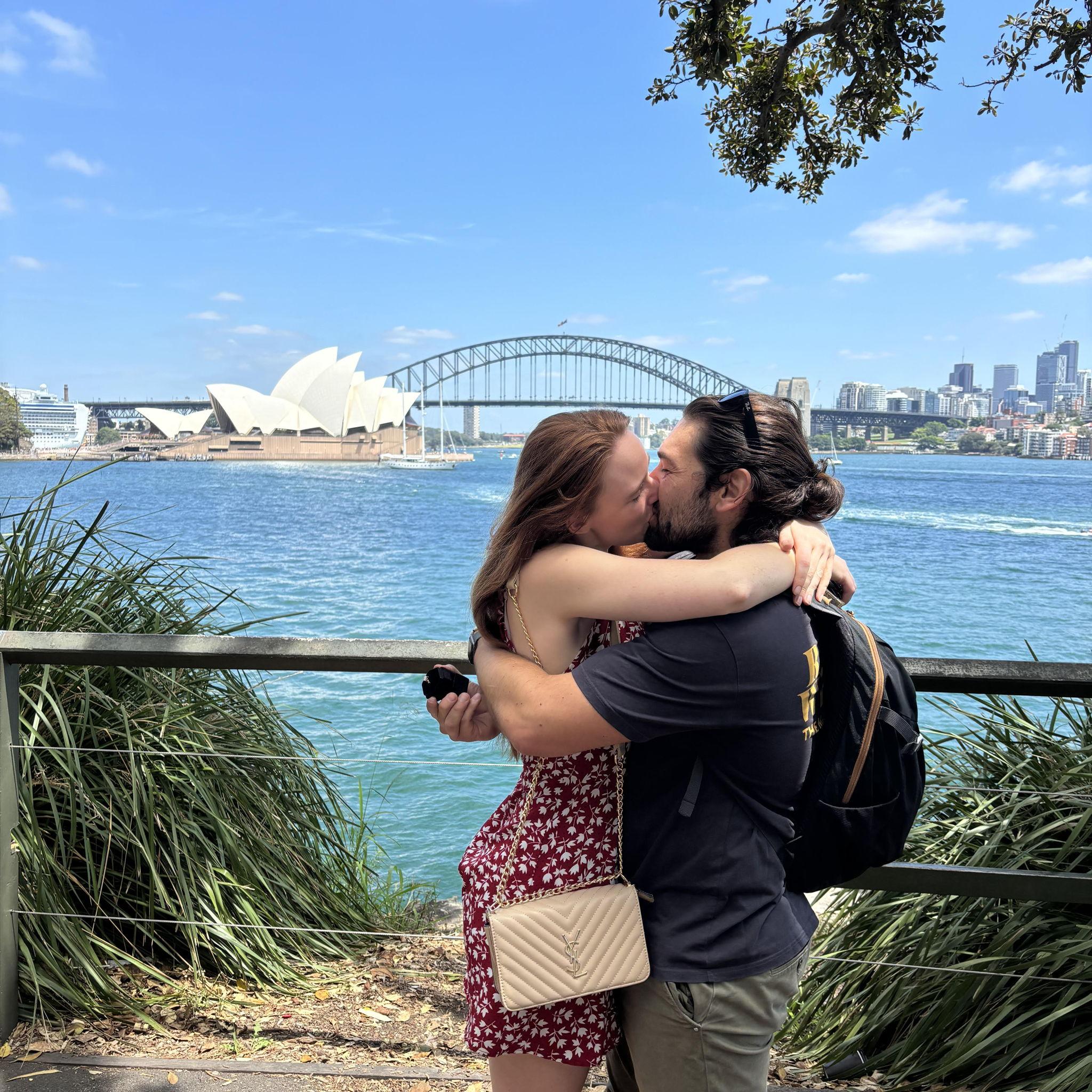 The proposal! A week before they were scheduled to move to Europe Stefano organised a surprise proposal for Anne in Sydney in the royal botanical gardens