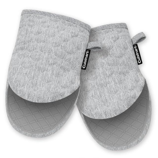 Cuisinart ShieldPro Silicone Oven Mitts – 5” x 8.5” Heat-Resistant Mini Kitchen Mitts for Oven with Non-Slip 100% Silicone Palm, Cotton Filling, and Hanging Loop (Gray)
