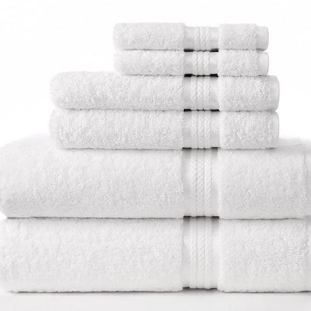COTTON CRAFT Ultra Soft Luxury 6 Piece Ringspun Cotton Towel Set, 580GSM, Heavyweight, 2 Bath Towels, 2 Hand Towels, 2 Washcloths, White