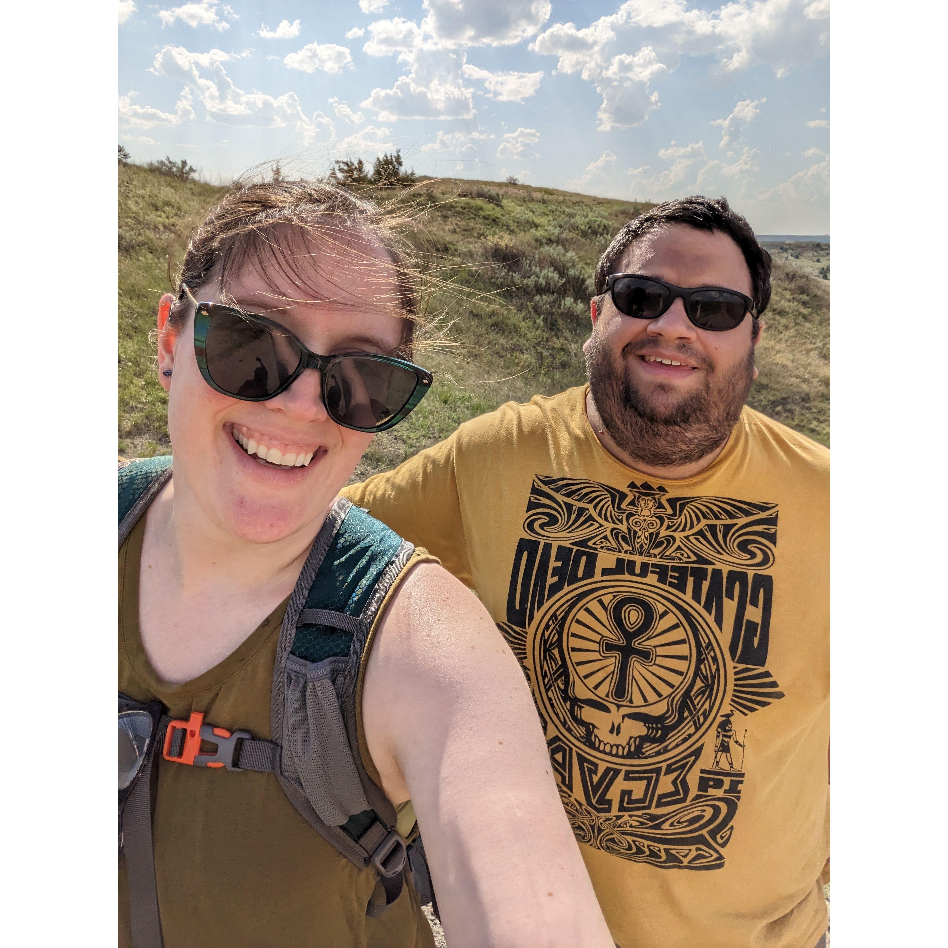 Smiling together right before we nearly stepped on a rattlesnake.