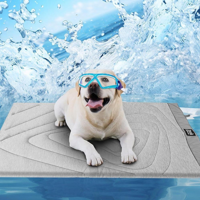 ZonLi Dog Cooling Mat, 43" x 30" Large, Cooling Pad Waterproof, Pet Cool Mats for Dogs and Cats use in Crate, Tunk, Camping, Outdoors, Portable, Machine Washable, Durable, Without Gel, Pebble Gray