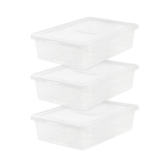 Hefty 32qt Slim Clear Plastic Storage Bin With Gray Hi-rise Stackable Lid :  Target