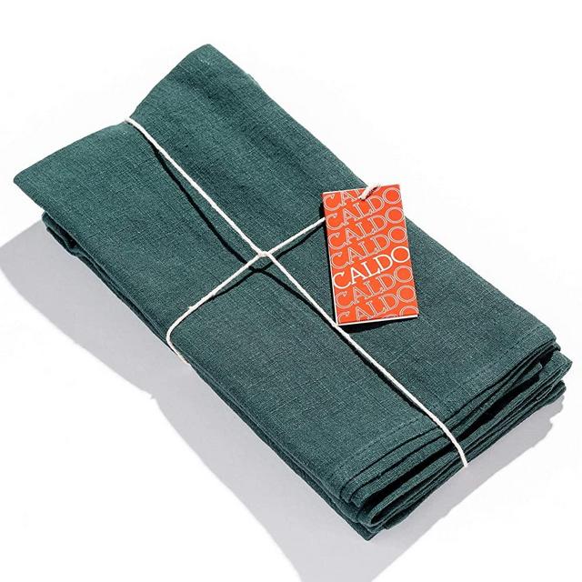 Caldo Linen Dinner Napkins - Rustic- Soft and Durable Cloth - Washable and Reusable- 4 Pack - 20x20 inch (Spruce)