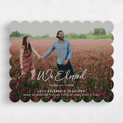 White Scalloped Wedding Save the Date - Riverside Elopement