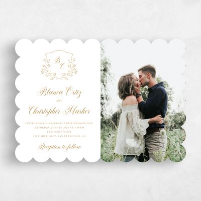 Yellow Scalloped Wedding Invitation - Estera Photo