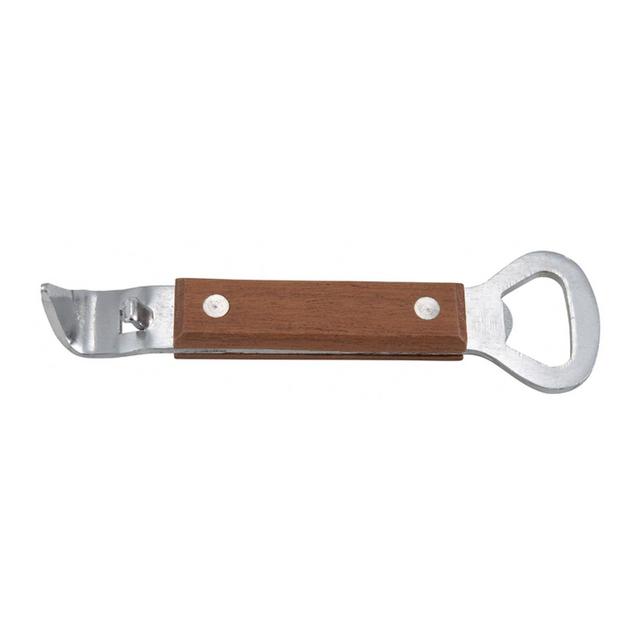 Winco Can and Bottle Opener with Wooden Handle, 7"