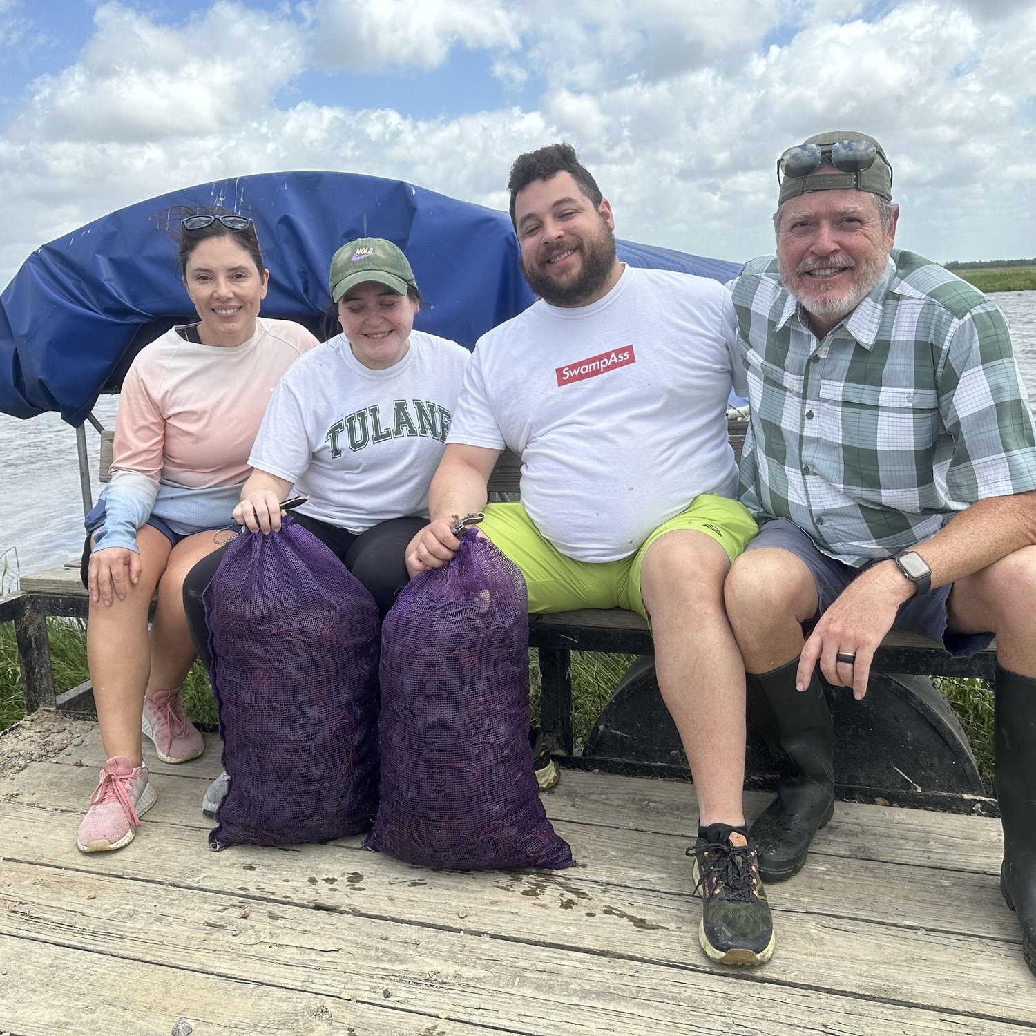 Learning how to catch and cook crawfish in Kaplan, LA (cajun country) with Doug and Karen!