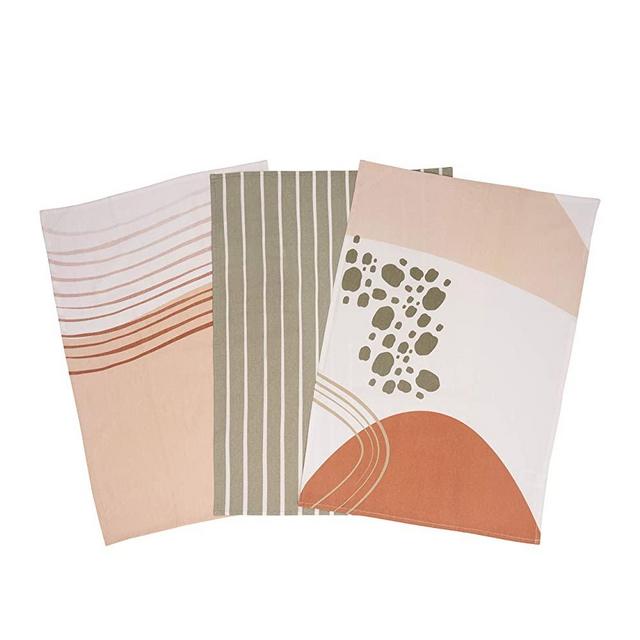 The Clay Boho Natural Theme Kitchen 100% Cotton Dish Tea Towels. Luxe Decor Set of 3, Luxury Dish Cloths. Eco Friendly Dishtowels. Absorbent, Perfect for Entertaining & Cooking. Fantastic Gift Idea!