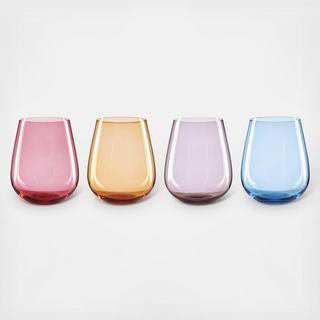 True Colors Stemless Wine Glass, Set of 4