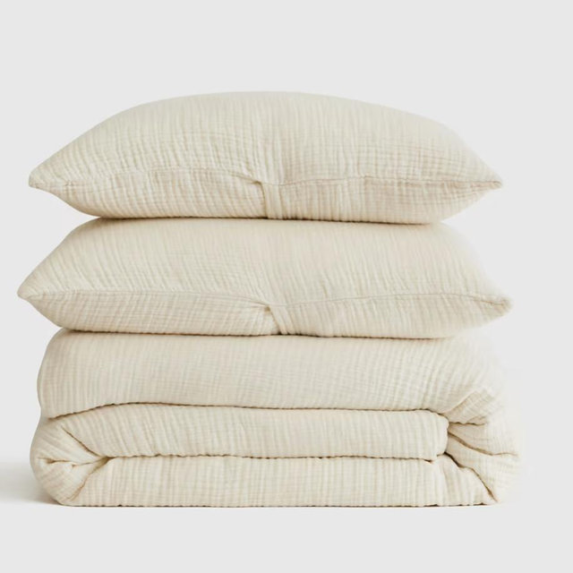 Organic Airy Gauze Duvet Cover Set - Undyed, Full/Queen