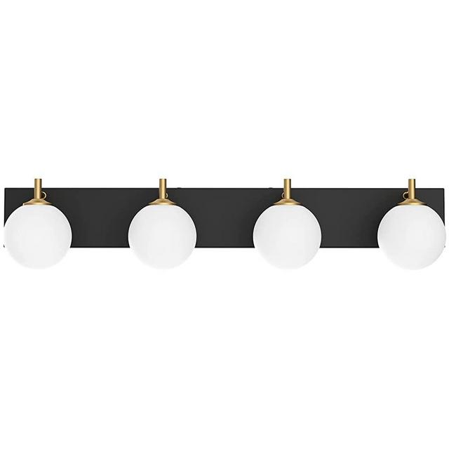Aipsun Mid Century Bathroom Vanity Light Modern 4 Lights Milky Glass Globe Shade Bathroom Light Fixtures Over Mirror(Exclude Bulb)