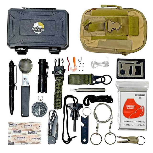 Survival Gear and Equipment-18 in 1 Survival Kits-Emergency Gadgets-Hunting, Fishing, Camping, Hiking, Outdoor Survival Kits- Him, Her, Dad, Boyfriend Gifts-Zombie Apocalypse- Safety Emergency Kit