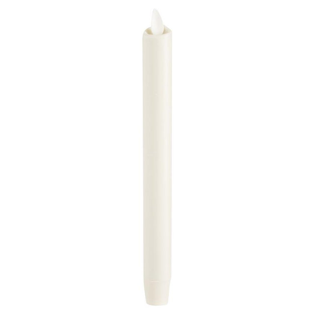 Premium Flickering Flameless Wax Taper Candle, White, Single, 8''
