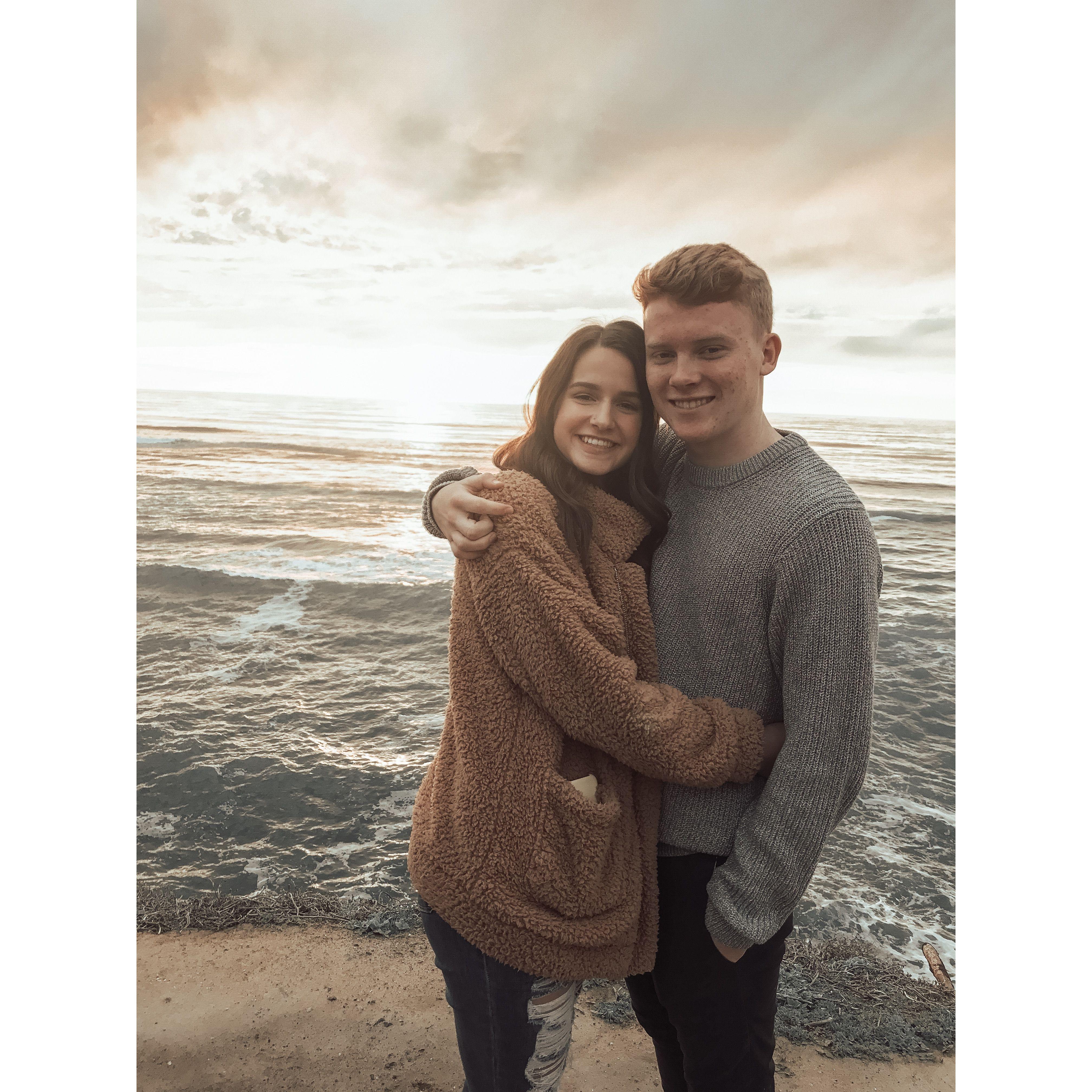 Our first date at Sunset Cliffs (the proposal location)!