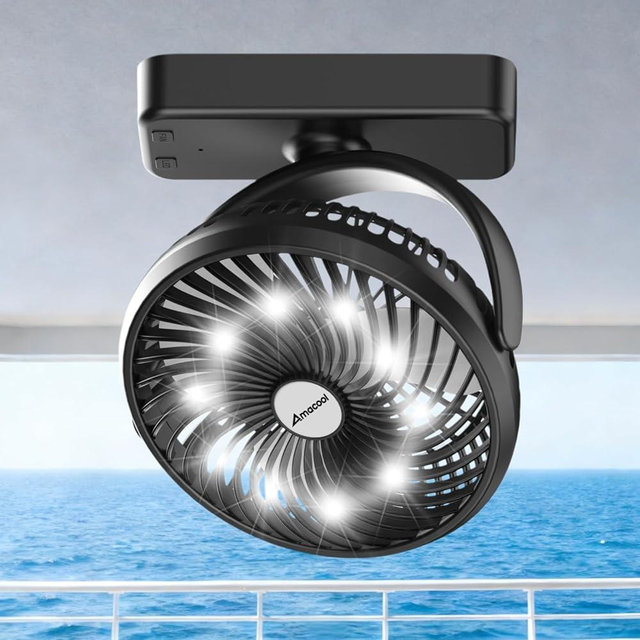 AMACOOL 10000mAh Magnetic Travel Fan for Sleeping, Cruise, Golf Cart, Ultra-Thin, Bottom Hook, Rechargeable Battery Powered, Ship Cabin Approved, Camping Travel Cruise Essentials 2026 2025