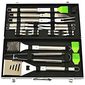 G & F 20-Piece Stainless-Steel BBQ Tool Kit, Strong, Sturdy, Heavy Duty Grilling Tool Kit in Portable Aluminium Carrying Case, Dishwasher Safe