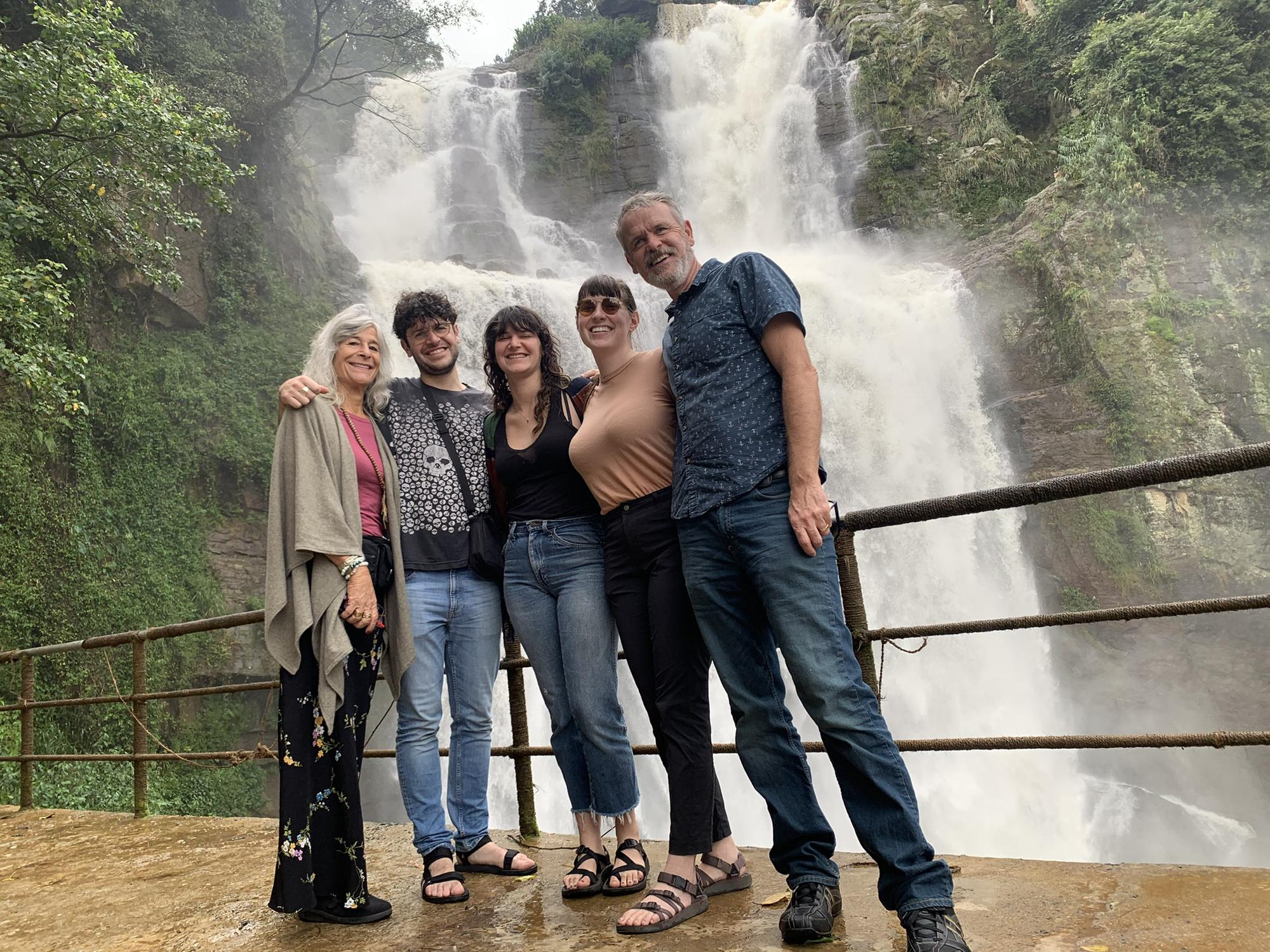 Waterfall in Sri Lanka in 2019 with Shari, Brendan, Lolo, Lena, and Richard Sullivan. Lena is incredibly lucky to be marrying into this family of jetsetters.