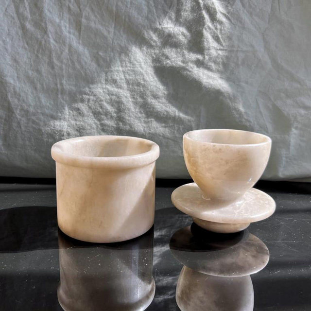 Marble Butter Dish with Lid: French Stoneware Crock, Vintage Halloween decorations | Unique Christmas Gift