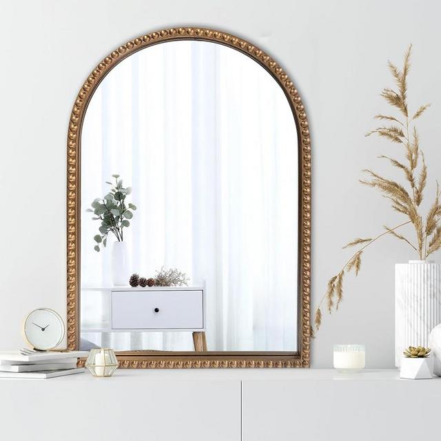 ironsmithn Gold Arched Mirror, 20"x30" Beaded Frame Arch Mirrors, Marlowe Decorative Accent Mirrors for Bathroom Fireplace Bedroom Living Room, Entryway, Antique Gold