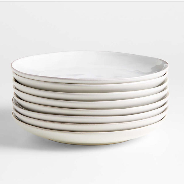 Marin White Stoneware Coupe Dinner Plate, Set of 8