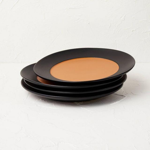 10" 4pk Stoneware Dinner Plates Black/Orange - Opalhouse™ designed with Jungalow™