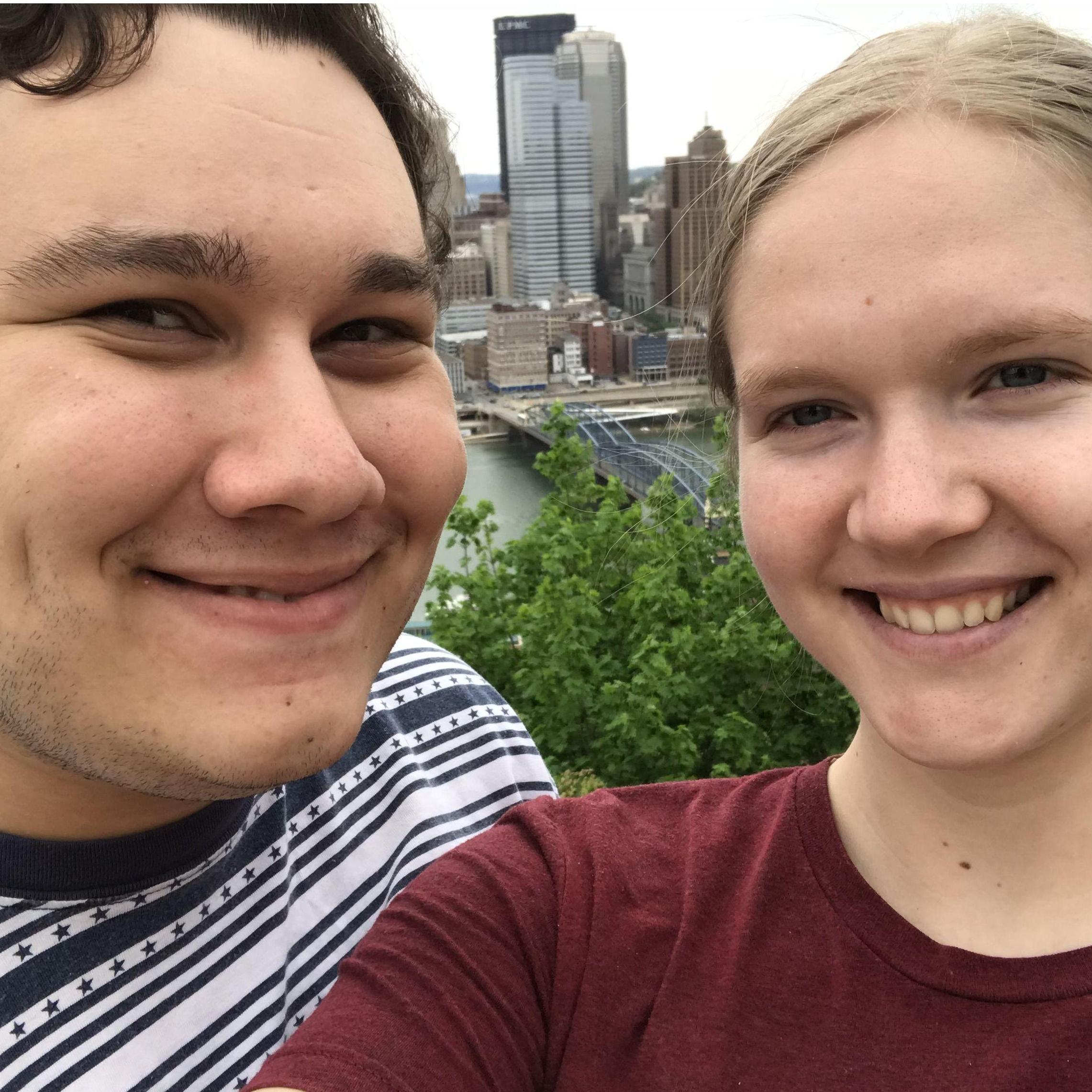 During John's co-op in Pittsburgh, 2018. We rode a furnicular up Mount Washington for a great view.