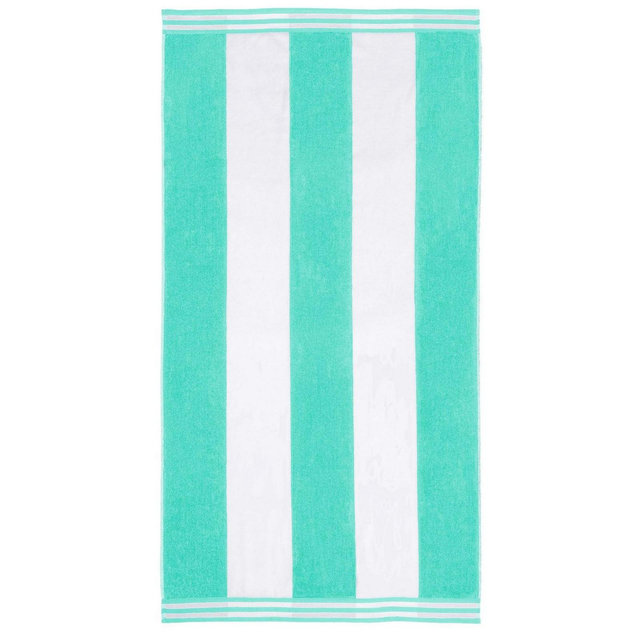 Cabana Stripe Oversized Cotton Beach Towel, Mint - Blue Nile Mills