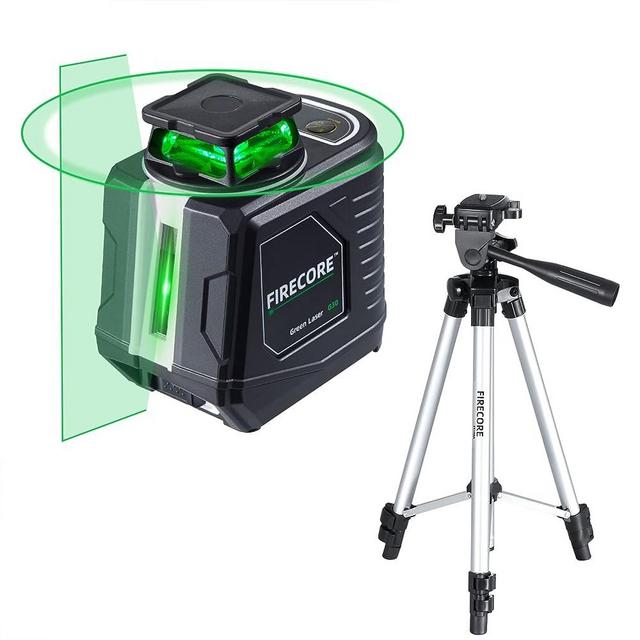 Firecore Laser Level with Tripod, 82Ft Green Self Leveling 360°Cross Line Laser Level for Picture Hanging Construction Indoor Project, Magnetic Rotating Stand, Batteries&Carry Pouch Included