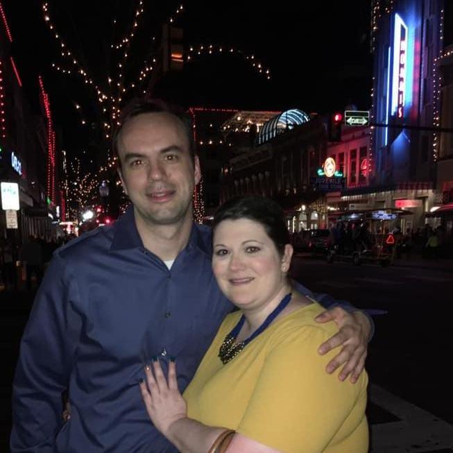 Our first photo! Also our first time out of town together: in Fort Worth!
