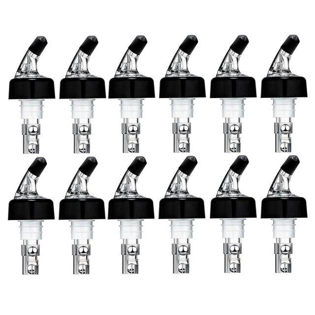 12 Pack Measured Liquor Pour Spout, Liquor Bottle Pourers, Measure Pour Spout for Liquor Bottles, Bottle Pourers for Alcohol, Shot Pourer Cocktail Liquor Dispenser Bar Bartending Tool -1.5oz/45ml