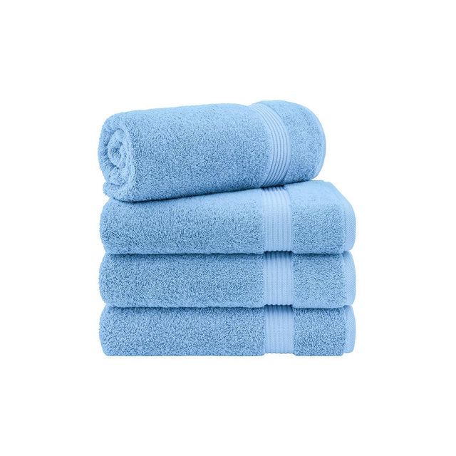 American Soft Linen Bekos 4 Pack Bath Towel Set, 100% Cotton Bath Towels for Bathroom, Sky Blue