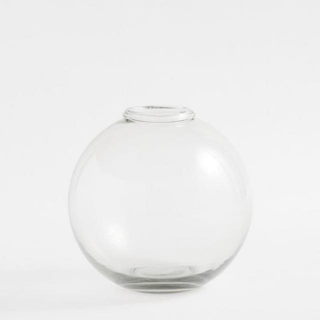 Round Recycled Glass Vases, 7.5", Clear
