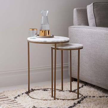 Marble Round Nesting Side Table (Set of 2)