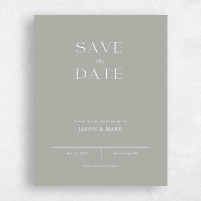 Pale Sage, Green Wedding Save the Date - Corao Portrait