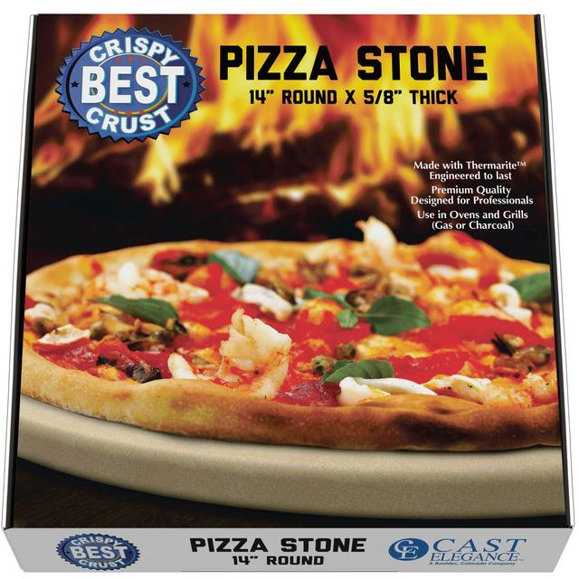 14" Pizza Stone for Best Crispy Crust Pizza, Only Stoneware with Thermarite (Engineered Tuff Cordierite). Durable, Certified Safe, for Ovens & Grills. 14 Round 5/8 Thick, Bonus Recipe Ebook & Free Scraper