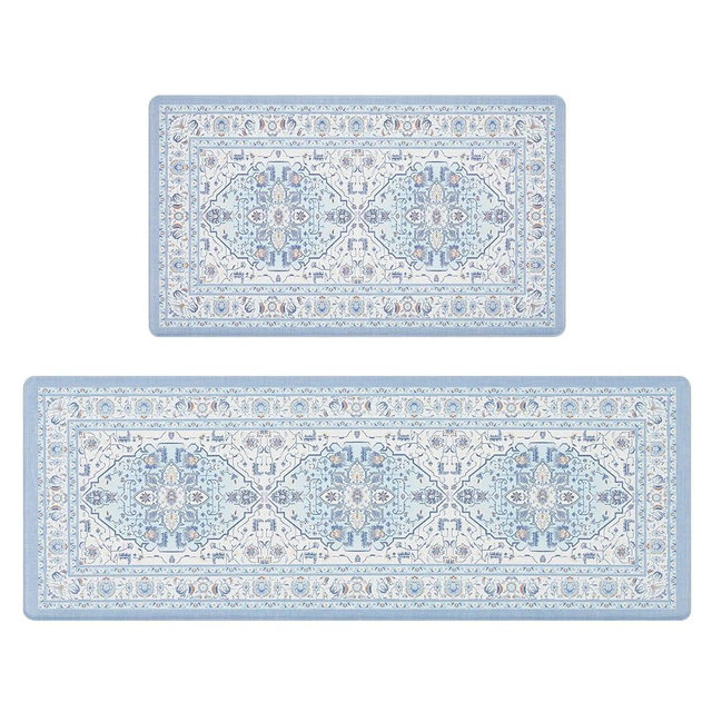 FRESHMINT Anti Fatigue Kitchen Mats Set 2 PCS, Waterproof & Non-Skid Medallion Kitchen Rugs, Cushioned Kitchen Floor Mats for Standing Washable Comfort Kitchen Runners for Lanudry, Office, Sink