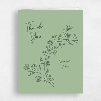 Rich Laurel Green Wedding Thank You - Larian Portrait