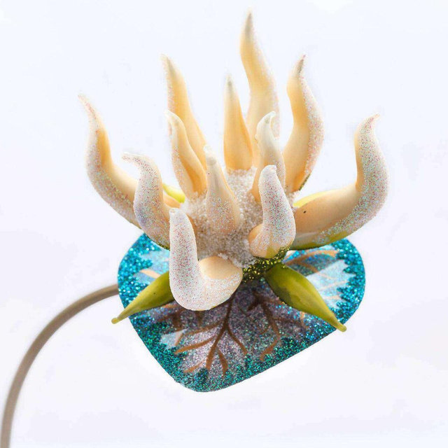 Handmade Glass Oriental Flower Clip on, Christmas Ornament, Collectible Bauble