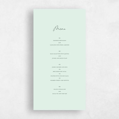 Mint, Green Wedding Menu - Ivor