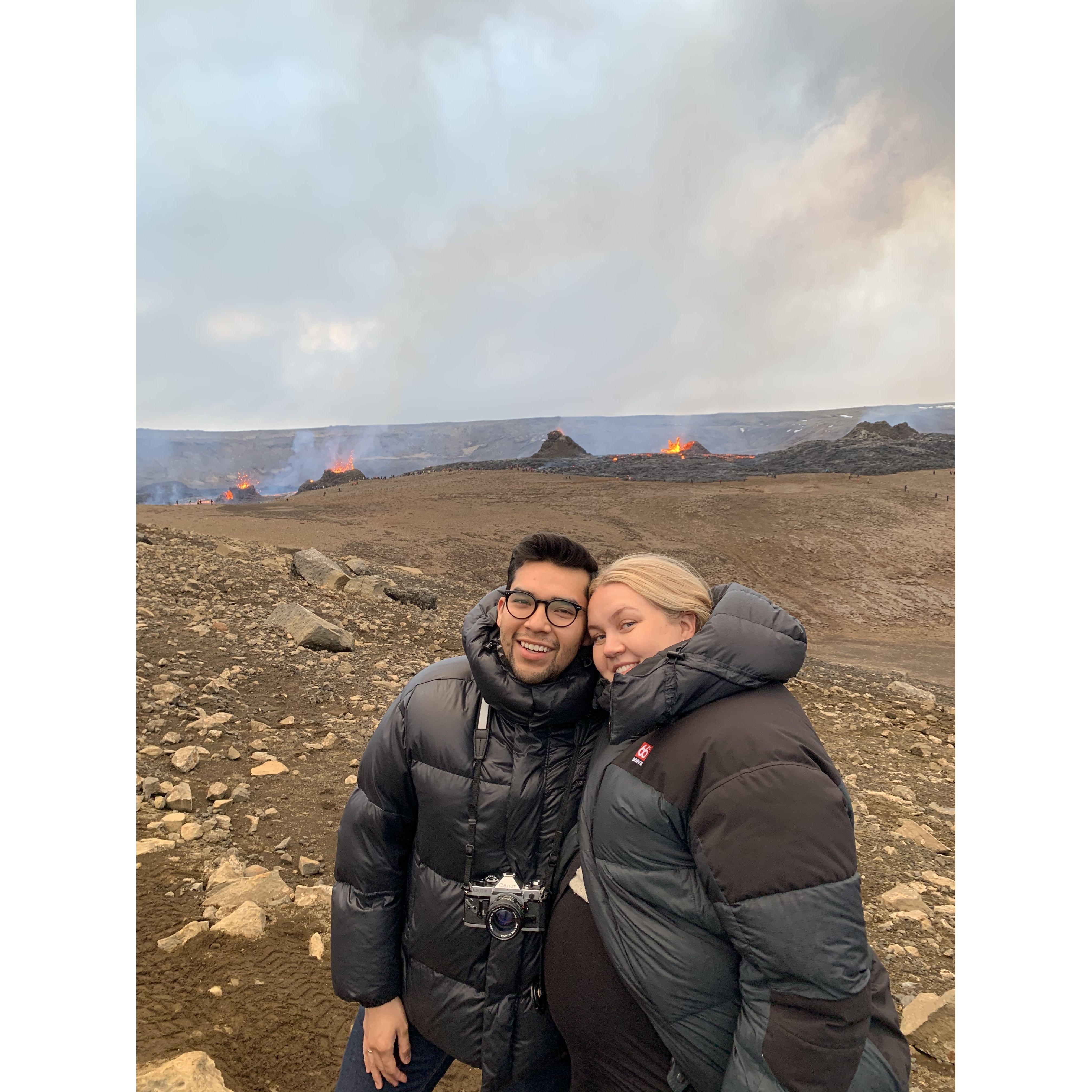 Took a helicopter to active volcano.