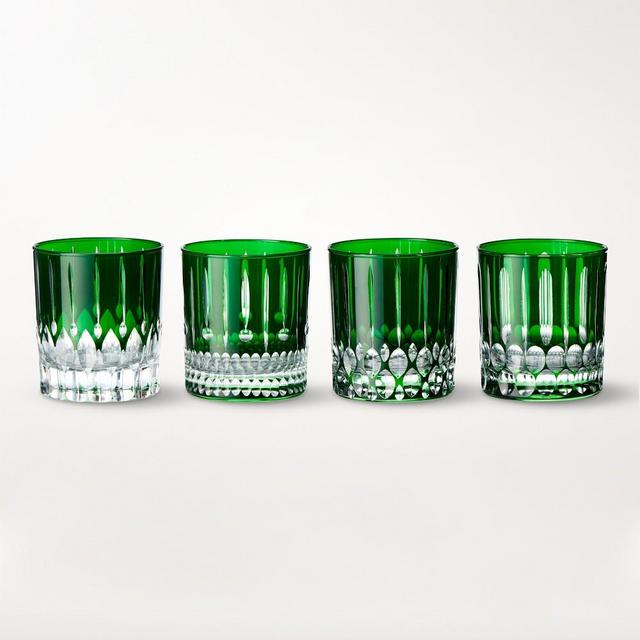 Wilshire Jewel Cut Double Old-Fashioned, Set of 4 , Green