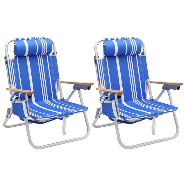 2 Pack Aluminum Beach Chair for Adults with 5-Position Classic Lay Flat, Lightweight Folding Backpack Beach Chair with 2 Cooler Bag, Towel Bar, Cup Holder & Phone Holder for Outdoor, Camping, Lawn
